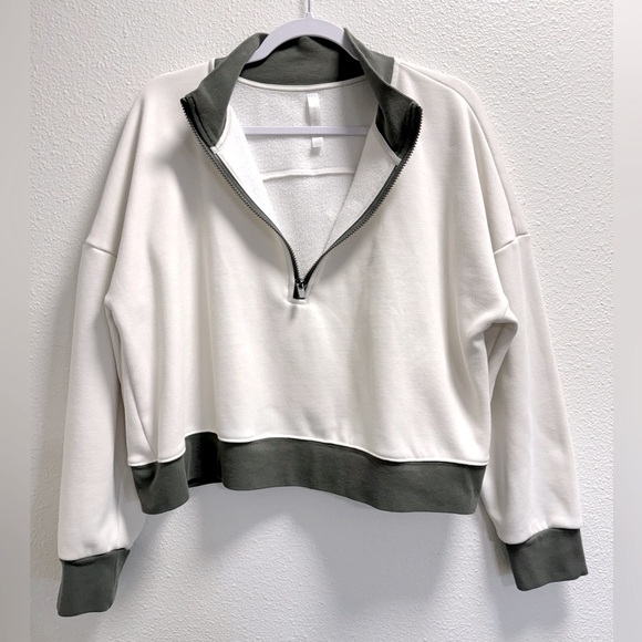 Fabletics Catarina Mock Neck Half Zip Pullover Sweatshirt Cropped Sweater XL - Picture 4 of 11